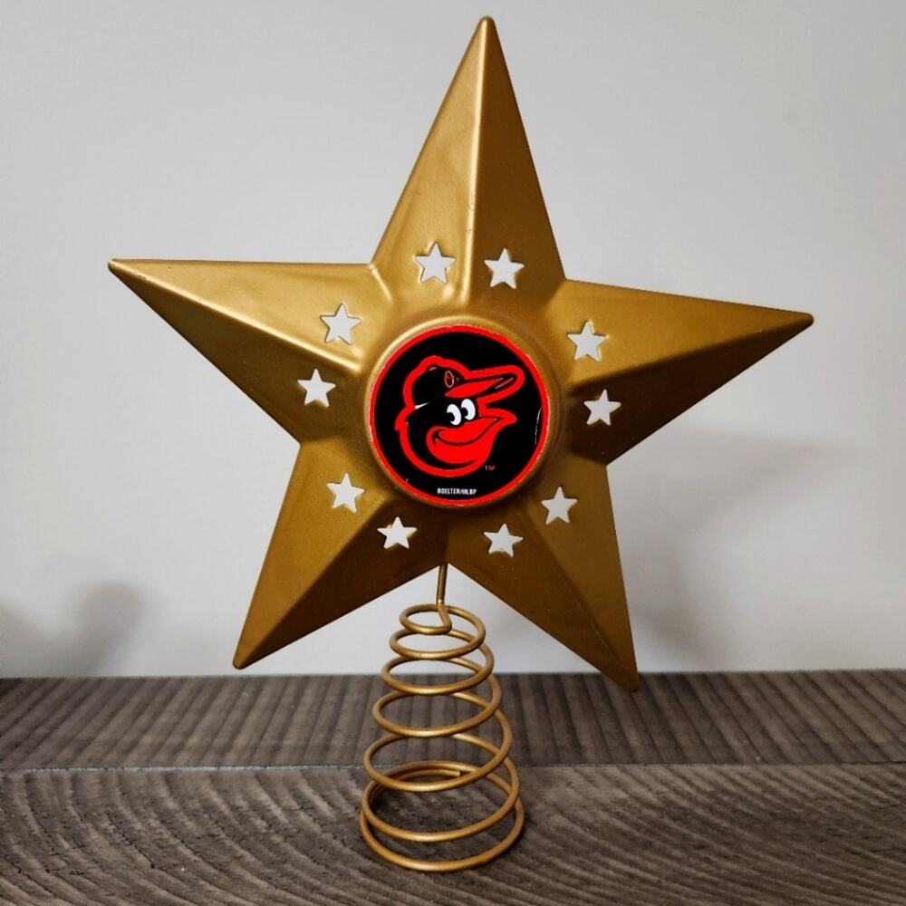 Christmas tree topper MLB Baltimore Orioles gold metal